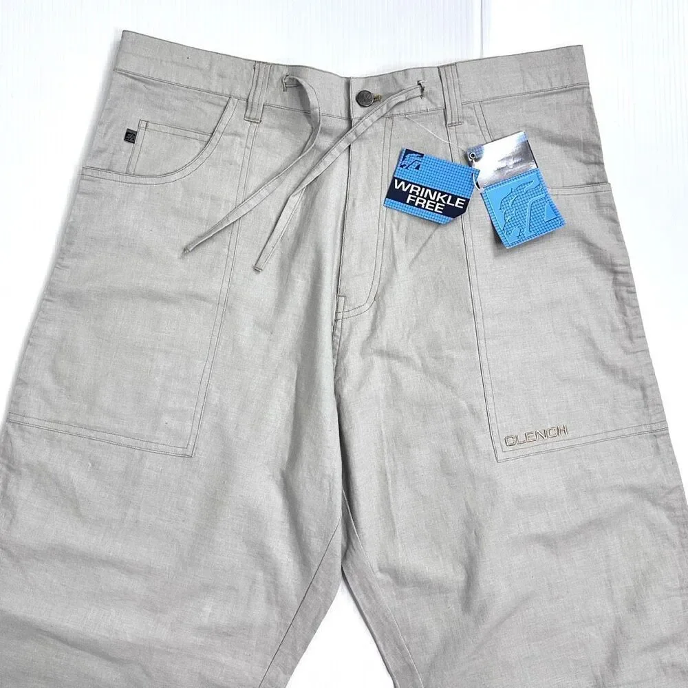 Y2K Deadstock Clench Linen Wide Leg Pants Embroidered Baggy Streetwear Archive